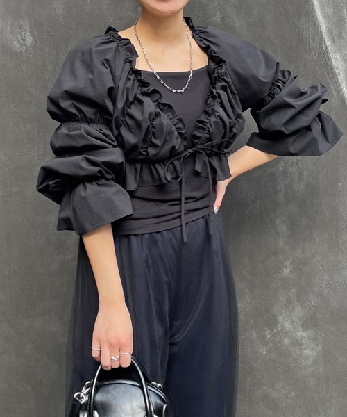 MECRE（メクル）の「ギャザーショートボレロ（カーディガン/ボレロ