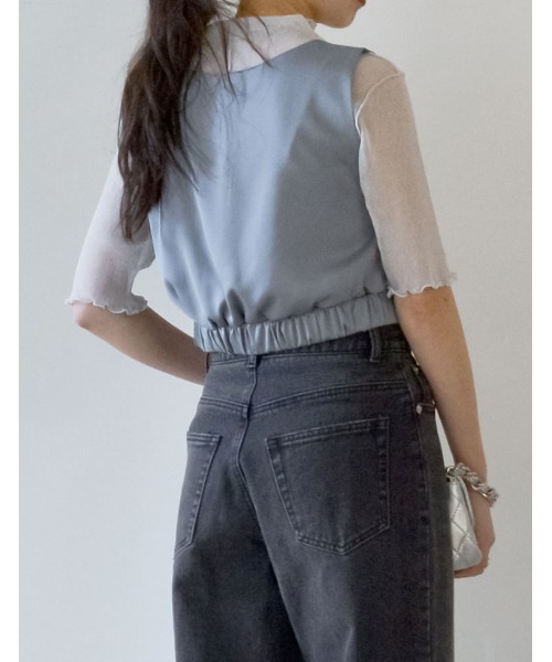 Re:EDIT（リエディ）の「[2024SS COLLECTION]サテンハートネックフロントジップビスチェ（キャミソール・レディース・モカ/グレー/ブラック/ホワイト・MEDIUM/LARGE）」の14枚目の写真