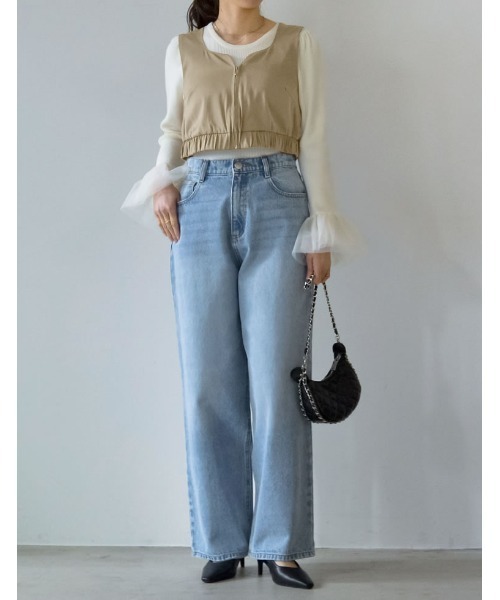 Re:EDIT（リエディ）の「[2024SS COLLECTION]サテンハートネックフロントジップビスチェ（キャミソール・レディース・モカ/グレー/ブラック/ホワイト・MEDIUM/LARGE）」の16枚目の写真