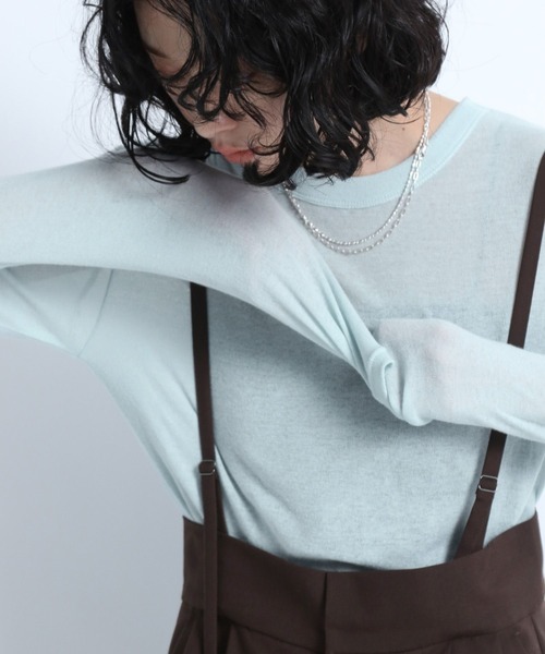 eL（エル）の「【eL】Sheer Fit  Pullover LS/108186（Tシャツ/カットソー・レディース・ブラック/グレイッシュベージュ/オフホワイト/ライトブルー/レッド・FREE）」の20枚目の写真