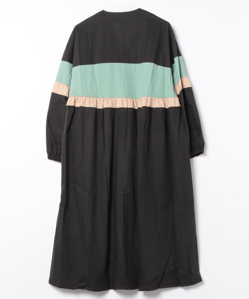 rovtski(ロフトスキー)の「配色ノーカラーシャツワンピース(シャツワンピース・レディース・ブラック・FREE)」の2枚目の写真