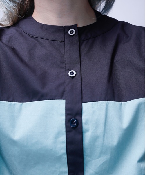 rovtski(ロフトスキー)の「配色ノーカラーシャツワンピース(シャツワンピース・レディース・ブラック・FREE)」の12枚目の写真