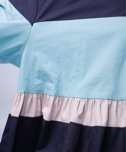 rovtski(ロフトスキー)の「配色ノーカラーシャツワンピース(シャツワンピース・レディース・ブラック・FREE)」の13枚目の写真