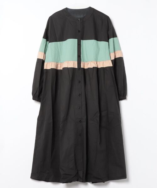 rovtski(ロフトスキー)の「配色ノーカラーシャツワンピース(シャツワンピース・レディース・ブラック・FREE)」の15枚目の写真
