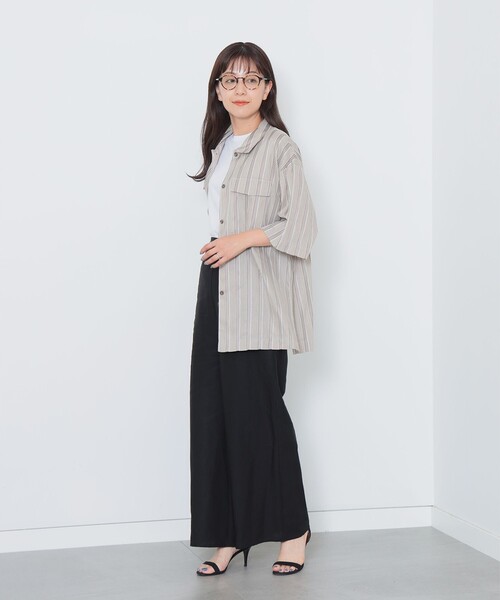 Demi-Luxe BEAMS(デミルクス ビームス)の「Demi-Luxe BEAMS / リネン混 ストライプ シャツ(シャツ/ブラウス・レディース・ブラック系その他/ベージュ系その他・FREE)」の19枚目の写真