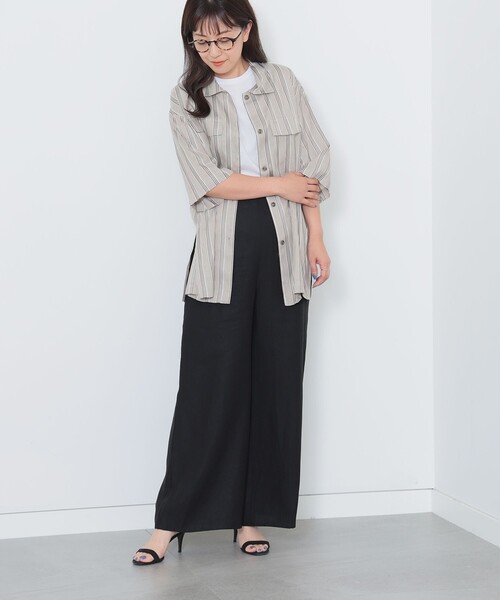 Demi-Luxe BEAMS(デミルクス ビームス)の「Demi-Luxe BEAMS / リネン混 ストライプ シャツ(シャツ/ブラウス・レディース・ブラック系その他/ベージュ系その他・FREE)」の20枚目の写真