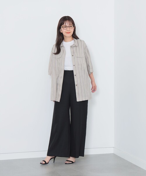 Demi-Luxe BEAMS(デミルクス ビームス)の「Demi-Luxe BEAMS / リネン混 ストライプ シャツ(シャツ/ブラウス・レディース・ブラック系その他/ベージュ系その他・FREE)」の21枚目の写真
