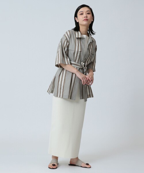 Demi-Luxe BEAMS(デミルクス ビームス)の「Demi-Luxe BEAMS / リネン混 ストライプ シャツ(シャツ/ブラウス・レディース・ブラック系その他/ベージュ系その他・FREE)」の14枚目の写真