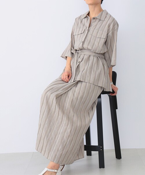 Demi-Luxe BEAMS(デミルクス ビームス)の「Demi-Luxe BEAMS / リネン混 ストライプ シャツ(シャツ/ブラウス・レディース・ブラック系その他/ベージュ系その他・FREE)」の9枚目の写真