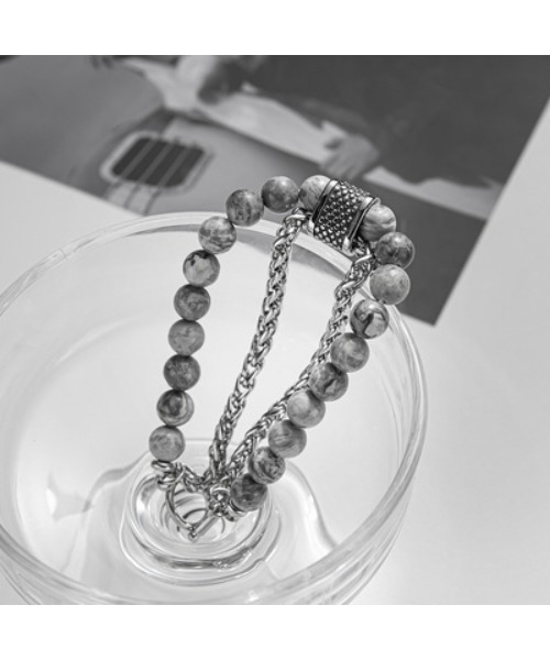 SILVER BULLET(シルバーバレット)の「『SBLTR』ユニセックス ストーンチェーンデザインブレスレット(ブレスレット・レディース・シルバー・FREE)」の1枚目の写真