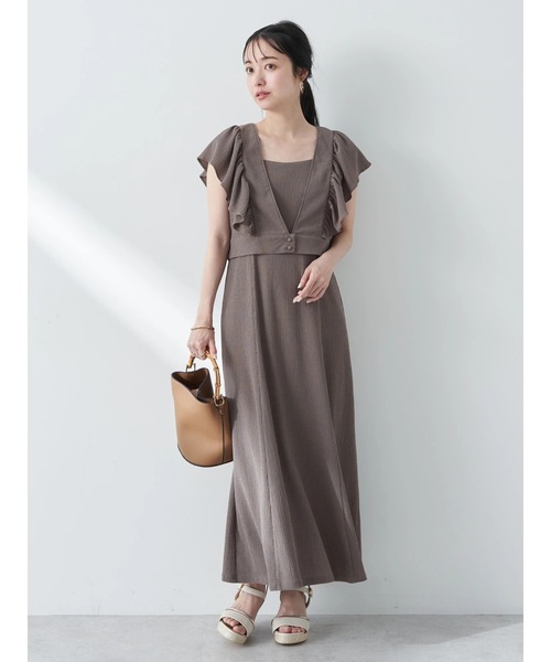 earth music&ecology(アースミュージックアンドエコロジー)の「SET2点 フリルショルダーツーピースワンピース(ワンピース・レディース・イエロー/ラベンダー/ブラウン/ブルー・FREE)」の6枚目の写真