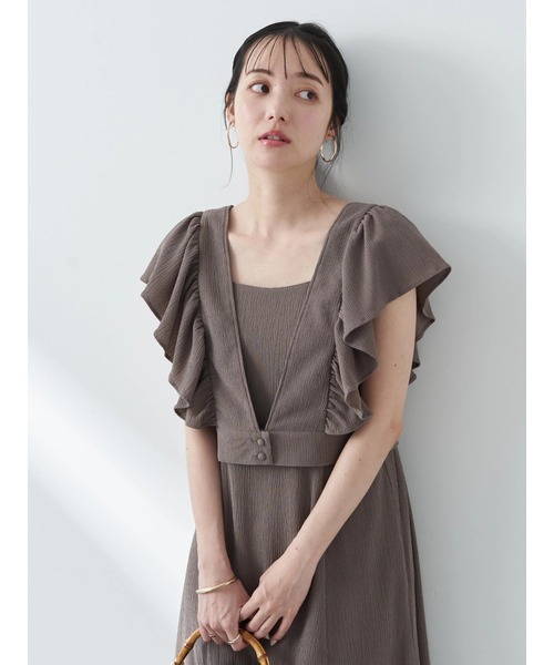 earth music&ecology(アースミュージックアンドエコロジー)の「SET2点 フリルショルダーツーピースワンピース(ワンピース・レディース・イエロー/ラベンダー/ブラウン/ブルー・FREE)」の9枚目の写真