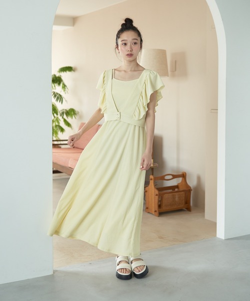 earth music&ecology(アースミュージックアンドエコロジー)の「SET2点 フリルショルダーツーピースワンピース(ワンピース・レディース・イエロー/ラベンダー/ブラウン/ブルー・FREE)」の10枚目の写真