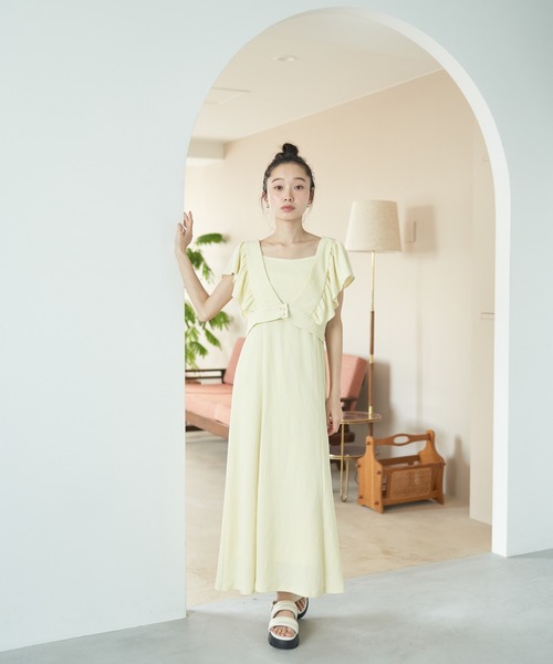 earth music&ecology(アースミュージックアンドエコロジー)の「SET2点 フリルショルダーツーピースワンピース(ワンピース・レディース・イエロー/ラベンダー/ブラウン/ブルー・FREE)」の15枚目の写真