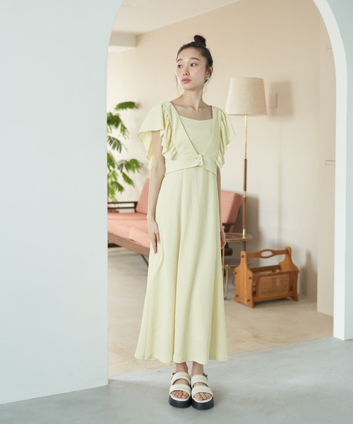 earth music&ecology(アースミュージックアンドエコロジー)の「SET2点 フリルショルダーツーピースワンピース(ワンピース・レディース・イエロー/ラベンダー/ブラウン/ブルー・FREE)」の16枚目の写真