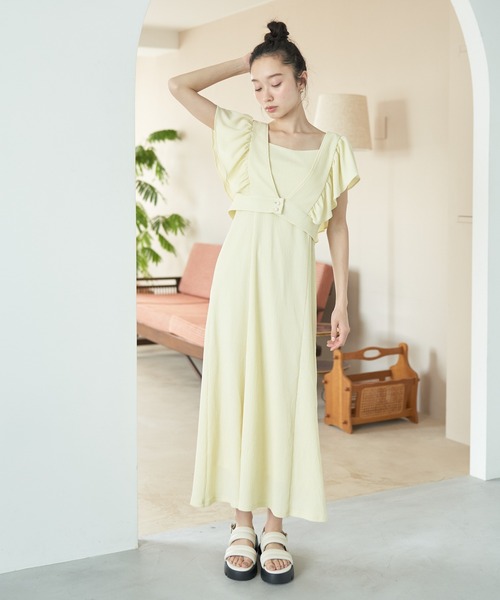 earth music&ecology(アースミュージックアンドエコロジー)の「SET2点 フリルショルダーツーピースワンピース(ワンピース・レディース・イエロー/ラベンダー/ブラウン/ブルー・FREE)」の17枚目の写真