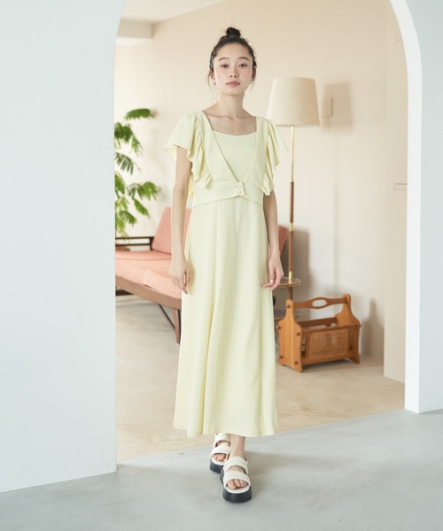 earth music&ecology(アースミュージックアンドエコロジー)の「SET2点 フリルショルダーツーピースワンピース(ワンピース・レディース・イエロー/ラベンダー/ブラウン/ブルー・FREE)」の18枚目の写真
