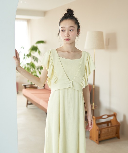 earth music&ecology(アースミュージックアンドエコロジー)の「SET2点 フリルショルダーツーピースワンピース(ワンピース・レディース・イエロー/ラベンダー/ブラウン/ブルー・FREE)」の19枚目の写真