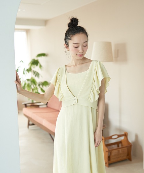 earth music&ecology(アースミュージックアンドエコロジー)の「SET2点 フリルショルダーツーピースワンピース(ワンピース・レディース・イエロー/ラベンダー/ブラウン/ブルー・FREE)」の20枚目の写真