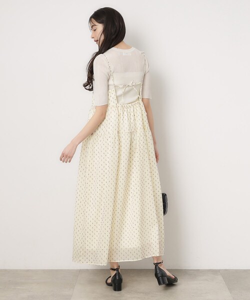 OPAQUE.CLIP（オペークドットクリップ）の「◆シアーカットドビーティアードワンピース【洗濯機洗い可】（ワンピース・レディース・ブラック/オフホワイト・40/38/36）」の5枚目の写真