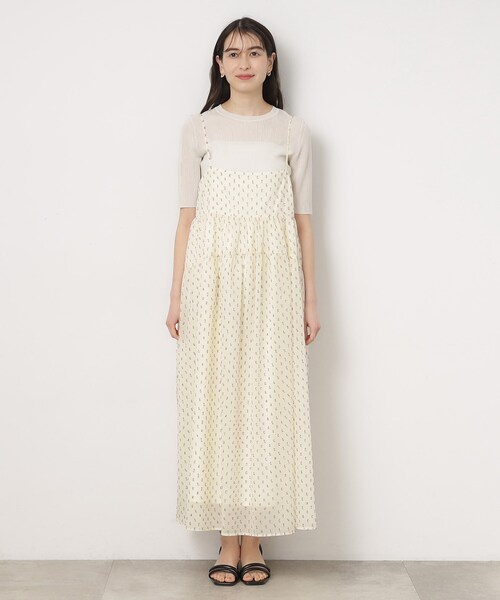 OPAQUE.CLIP（オペークドットクリップ）の「◆シアーカットドビーティアードワンピース【洗濯機洗い可】（ワンピース・レディース・ブラック/オフホワイト・40/38/36）」の11枚目の写真