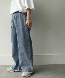 NILWAY | カットオフデザイン ワイド ストレート ベイカー デニムパンツ(デニムパンツ)