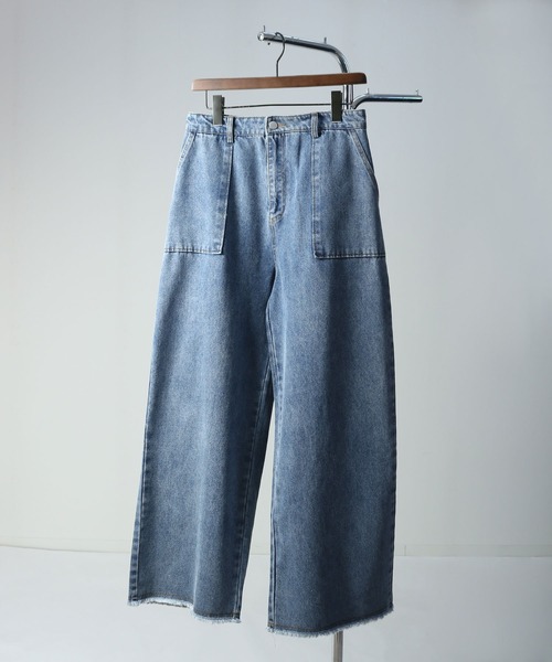 NILWAY（ニルウェイ）の「カットオフデザイン ワイド ストレート ベイカー デニムパンツ（デニムパンツ・メンズ・インディゴブルー/ブラック/ブルー/サックスブルー・SMALL/LARGE/MEDIUM）」の10枚目の写真