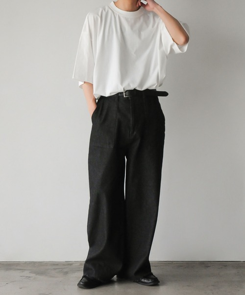 NILWAY（ニルウェイ）の「カットオフデザイン ワイド ストレート ベイカー デニムパンツ（デニムパンツ・メンズ・インディゴブルー/ブラック/ブルー/サックスブルー・SMALL/LARGE/MEDIUM）」の9枚目の写真