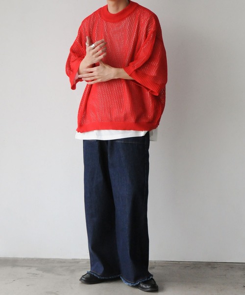 NILWAY（ニルウェイ）の「カットオフデザイン ワイド ストレート ベイカー デニムパンツ（デニムパンツ・メンズ・インディゴブルー/ブラック/ブルー/サックスブルー・SMALL/LARGE/MEDIUM）」の6枚目の写真