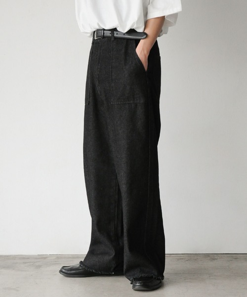 NILWAY（ニルウェイ）の「カットオフデザイン ワイド ストレート ベイカー デニムパンツ（デニムパンツ・メンズ・インディゴブルー/ブラック/ブルー/サックスブルー・SMALL/LARGE/MEDIUM）」の7枚目の写真