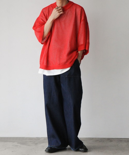 NILWAY（ニルウェイ）の「カットオフデザイン ワイド ストレート ベイカー デニムパンツ（デニムパンツ・メンズ・インディゴブルー/ブラック/ブルー/サックスブルー・SMALL/LARGE/MEDIUM）」の5枚目の写真