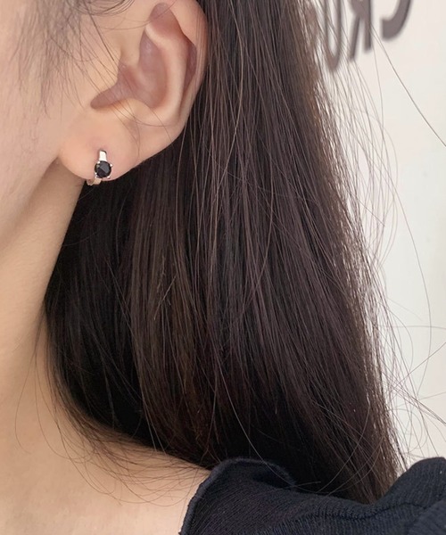 セール】/ストーンピアスリングミニフープピアス/ペア(RZ