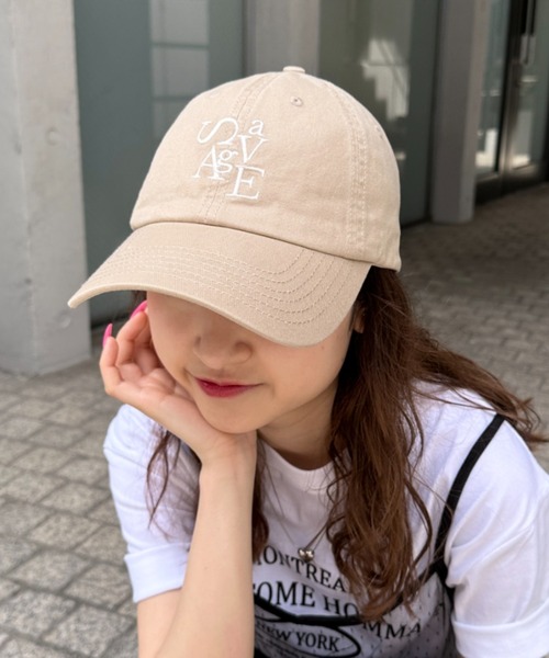 CLEA（クレア）の「savage ロゴ刺繍 カラーキャップ（キャップ・レディース・ピンク/アイボリー/ライトブルー/ネイビー/ベージュ/ブラック・FREE）」の4枚目の写真