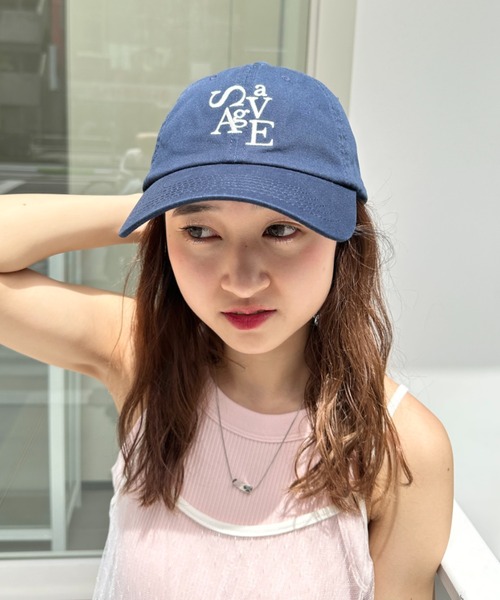 CLEA（クレア）の「savage ロゴ刺繍 カラーキャップ（キャップ・レディース・ピンク/アイボリー/ライトブルー/ネイビー/ベージュ/ブラック・FREE）」の18枚目の写真