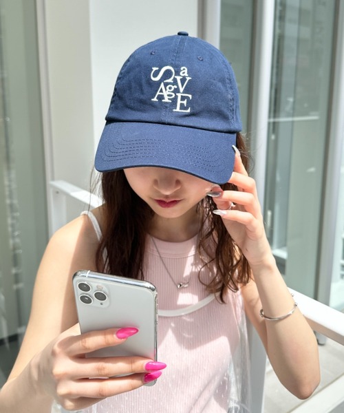 CLEA（クレア）の「savage ロゴ刺繍 カラーキャップ（キャップ・レディース・ピンク/アイボリー/ライトブルー/ネイビー/ベージュ/ブラック・FREE）」の20枚目の写真