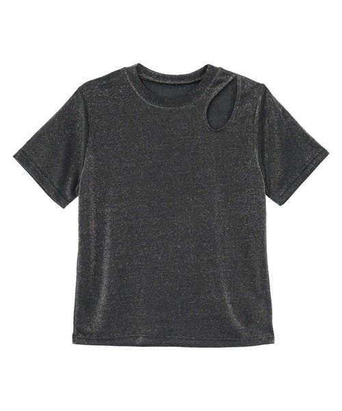 miette(ミエット)の「カットアウトラメトップス(Tシャツ/カットソー・レディース・ブラック/シルバー・FREE)」の2枚目の写真