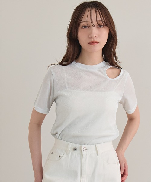 miette(ミエット)の「カットアウトラメトップス(Tシャツ/カットソー・レディース・ブラック/シルバー・FREE)」の9枚目の写真