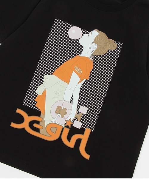 X-girl Stages(エックスガールステージス)の「女の子プリント肩開き半袖Tシャツ(Tシャツ/カットソー・キッズ・ラベンダー/ブラック/オフホワイト・90cm/100cm/110cm/120cm/130cm/140cm)」の8枚目の写真