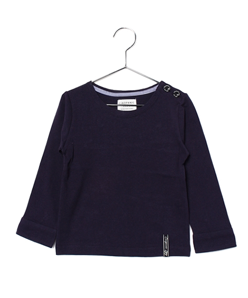 CIAOPANIC TYPY（チャオパニックティピー）の「KIDS 度詰め切替ボートネック（Tシャツ/カットソー・キッズ・グレー/ネイビー・125/95/105/135/115）」の2枚目の写真