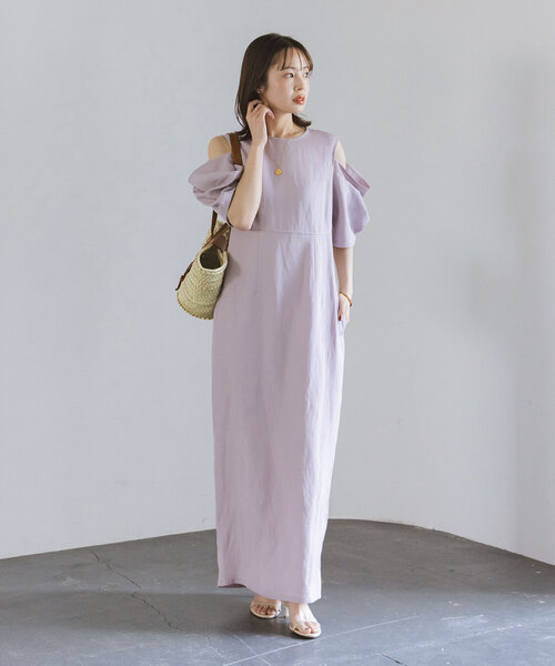 NOBULワンピース NOBLE ワンピース 「洗える」ラフツイル2WAYストレート