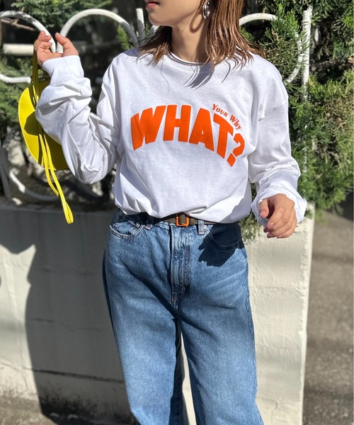 mi via loca(ミヴィアロカ)の「GILDAN 発泡プリント WHAT?ロゴロンT【PT NO. MVL036 ※2A】(Tシャツ/カットソー・レディース・ライトブルー/オフホワイト/ホワイト系その他・MEDIUM/X-LARGE)」の6枚目の写真