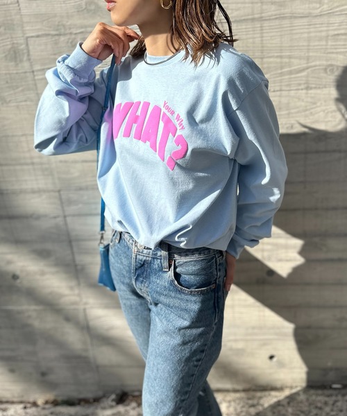 mi via loca(ミヴィアロカ)の「GILDAN 発泡プリント WHAT?ロゴロンT【PT NO. MVL036 ※2A】(Tシャツ/カットソー・レディース・ライトブルー/オフホワイト/ホワイト系その他・MEDIUM/X-LARGE)」の15枚目の写真