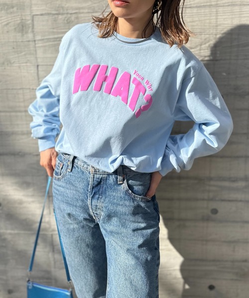 mi via loca(ミヴィアロカ)の「GILDAN 発泡プリント WHAT?ロゴロンT【PT NO. MVL036 ※2A】(Tシャツ/カットソー・レディース・ライトブルー/オフホワイト/ホワイト系その他・MEDIUM/X-LARGE)」の10枚目の写真