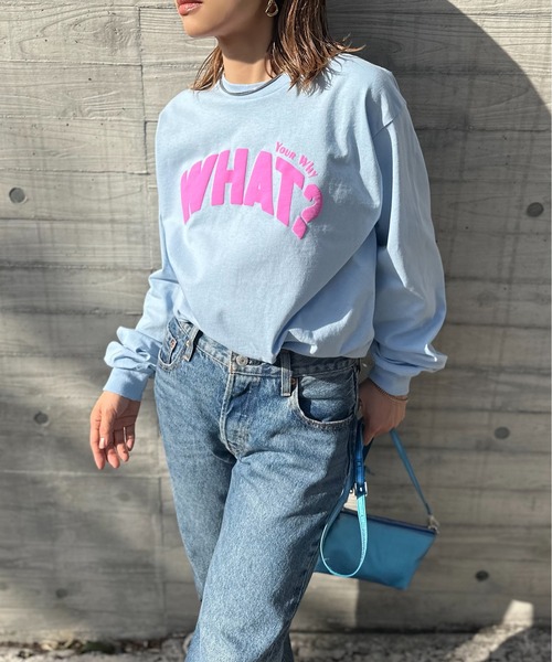 mi via loca(ミヴィアロカ)の「GILDAN 発泡プリント WHAT?ロゴロンT【PT NO. MVL036 ※2A】(Tシャツ/カットソー・レディース・ライトブルー/オフホワイト/ホワイト系その他・MEDIUM/X-LARGE)」の12枚目の写真