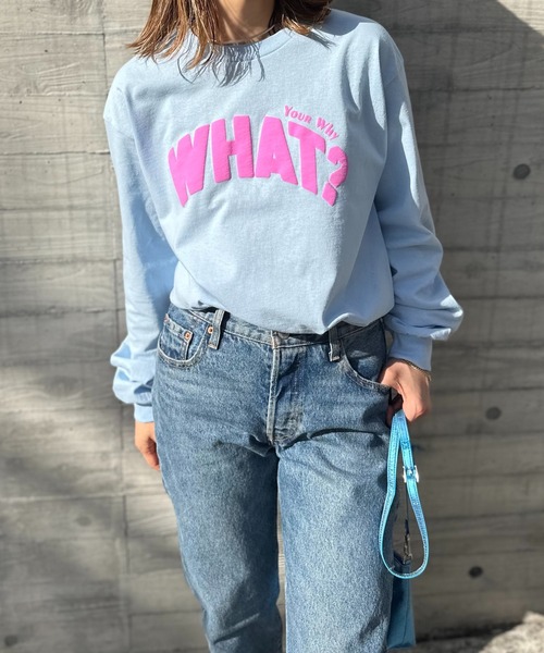 mi via loca(ミヴィアロカ)の「GILDAN 発泡プリント WHAT?ロゴロンT【PT NO. MVL036 ※2A】(Tシャツ/カットソー・レディース・ライトブルー/オフホワイト/ホワイト系その他・MEDIUM/X-LARGE)」の13枚目の写真