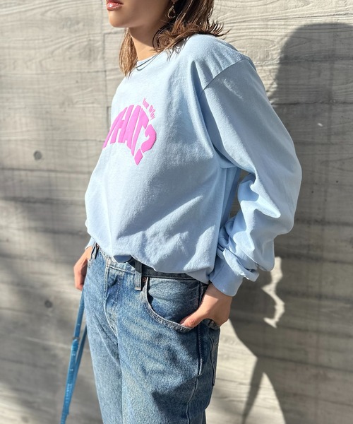 mi via loca(ミヴィアロカ)の「GILDAN 発泡プリント WHAT?ロゴロンT【PT NO. MVL036 ※2A】(Tシャツ/カットソー・レディース・ライトブルー/オフホワイト/ホワイト系その他・MEDIUM/X-LARGE)」の11枚目の写真