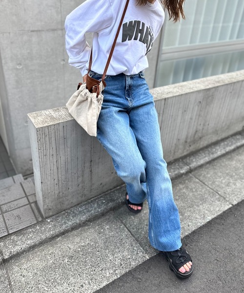 mi via loca(ミヴィアロカ)の「GILDAN 発泡プリント WHAT?ロゴロンT【PT NO. MVL036 ※2A】(Tシャツ/カットソー・レディース・ライトブルー/オフホワイト/ホワイト系その他・MEDIUM/X-LARGE)」の4枚目の写真