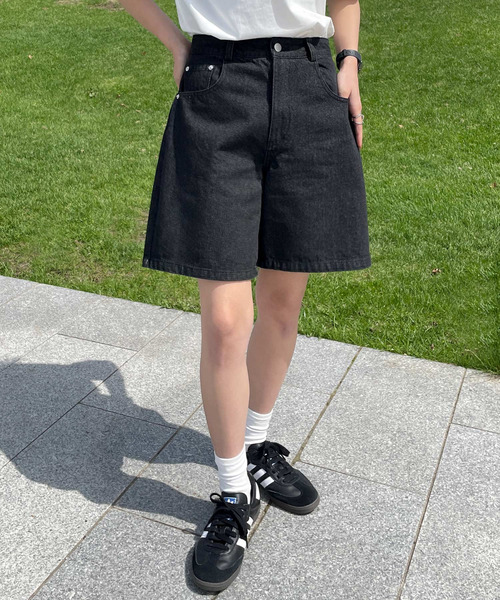 Chillfar（チルファー）の「デニムハーフパンツ（デニムパンツ・レディース・ブラック/サックスブルー・FREE）」の6枚目の写真