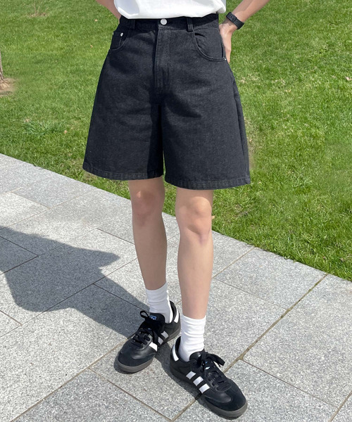 Chillfar（チルファー）の「デニムハーフパンツ（デニムパンツ・レディース・ブラック/サックスブルー・FREE）」の4枚目の写真