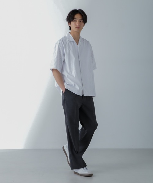 ストライプコンビ ハーフスリーブシャツ